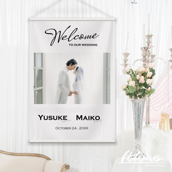 写真・プロフィール入りウェディング本格タペストリー / photo_simple ★名入れ【結婚式 ウェルカムボード】 1枚目の画像