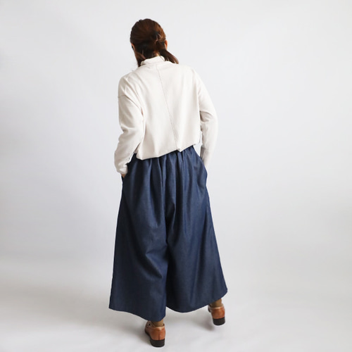 ラスト1 最終SALE 85cm丈 前後タック入 ワイド パンツ