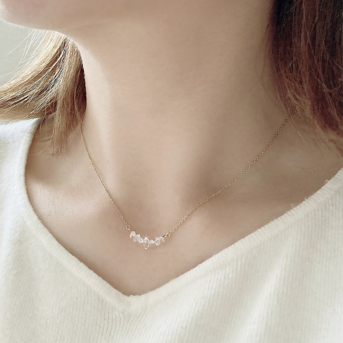 Creema限定 】ハーキマーダイヤモンド ラインネックレス ピアス