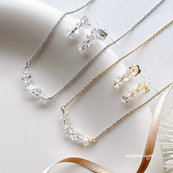 Creema限定 】ハーキマーダイヤモンド ラインネックレス ピアス