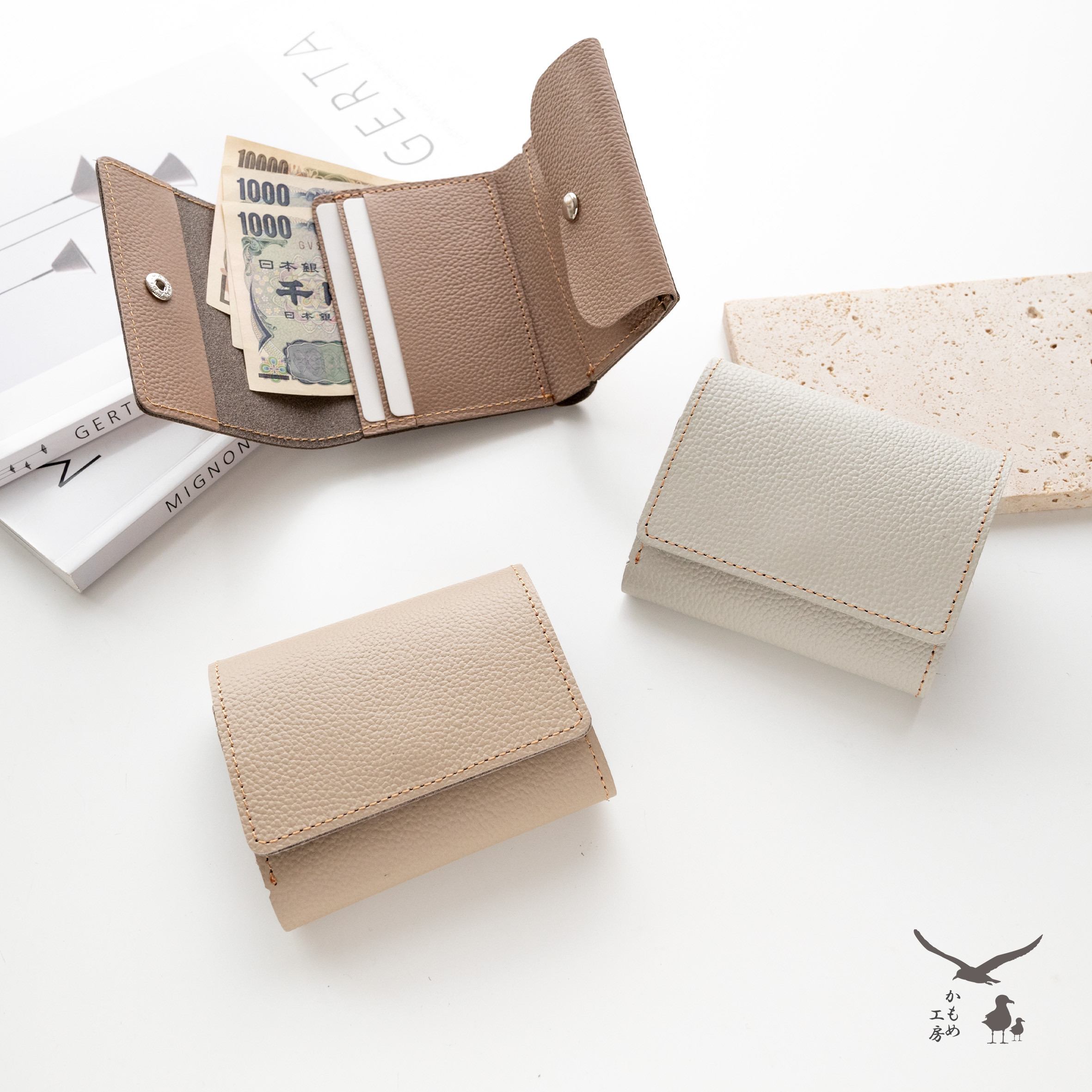 送料無料 三つ折り財布 【 シュリンクレザー 】 ミニ財布 ミニウォレット コンパクト HW17K