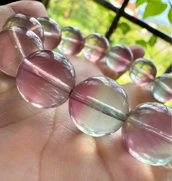 ピンクブルー フローライト ブレスレット 14mm 大玉 天然石 ピンクブルー フローライト 14mm 大玉 ブレスレット 天然石