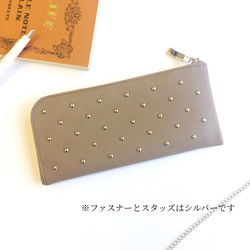 高級革ドットスタッズ長財布（ソフトブルー）軽くて薄いのに大容量！14枚カードタイプ【送料無料】レザー コンパクト長財布 9枚目の画像
