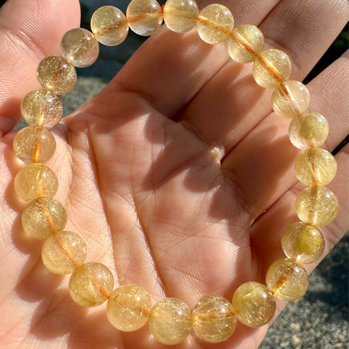 キラキラ ゴールドルチル 11mm ブレスレット ルチル 天然石 ゴールドルチルクォーツ11mm強人気天然石ブレスレット金運健康運