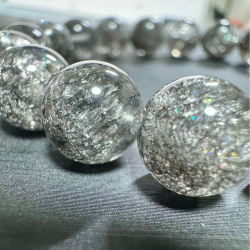 キラキラ 花火ルチル シルバー 水晶 10mm ブレスレット 天然石