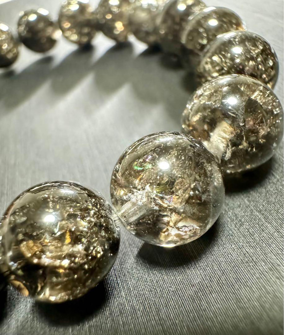 キラキラ 花火ルチル ブラックシルバー 水晶 10mm ブレスレット