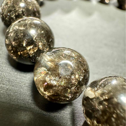 キラキラ 花火ルチル ブラックシルバー 水晶 10mm ブレスレット