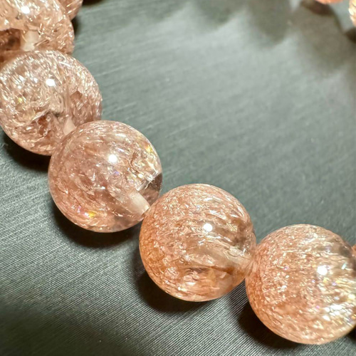 キラキラ 花火ルチル ピンク 水晶 10mm ブレスレット 天然石 キラキラ 花火ルチル ピンク 水晶 10mm ブレスレット 天然石