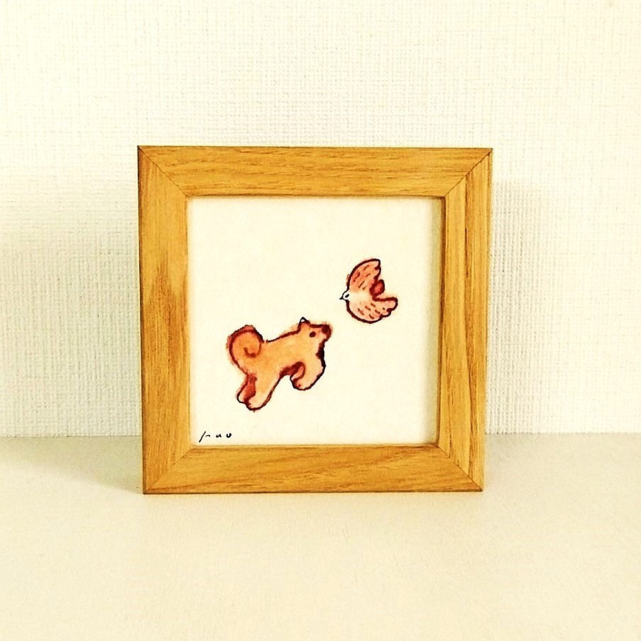 原画「風になる/ドローイング」※木製額縁入り（10×10㎝フレーム）