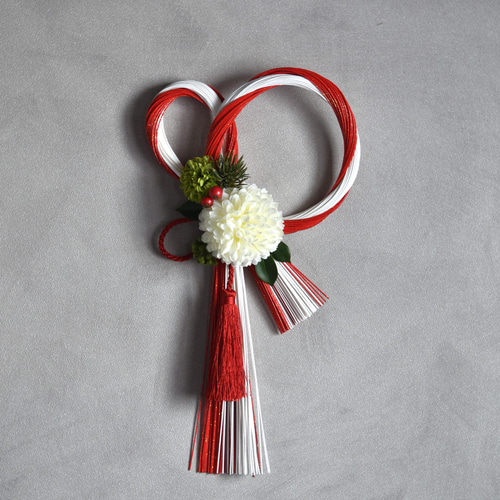 翌日発送】水引リース(ふたば) お正月飾り レッド＆ホワイト レッド