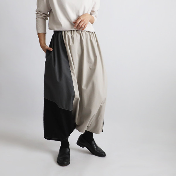 希少　サイト　サルエルパンツ　パッチワーク　ドッキング　バルーン　再構築　3　黒 希少 サイト サルエルパンツ パッチワーク ドッキング バルーン 再構築