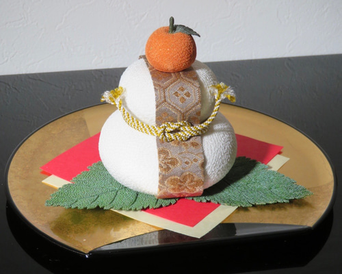 正絹縮緬 お正月飾り【福丸鏡餅】ギフトラッピング対応 上品