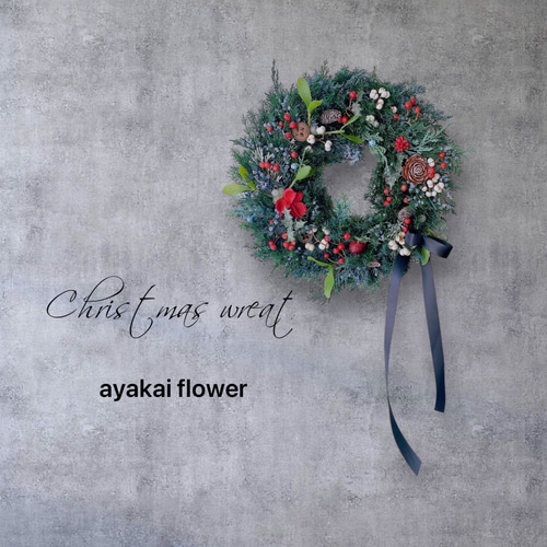 クリスマス2025 森のクリスマスリースLサイズ 来年も飾れるリース