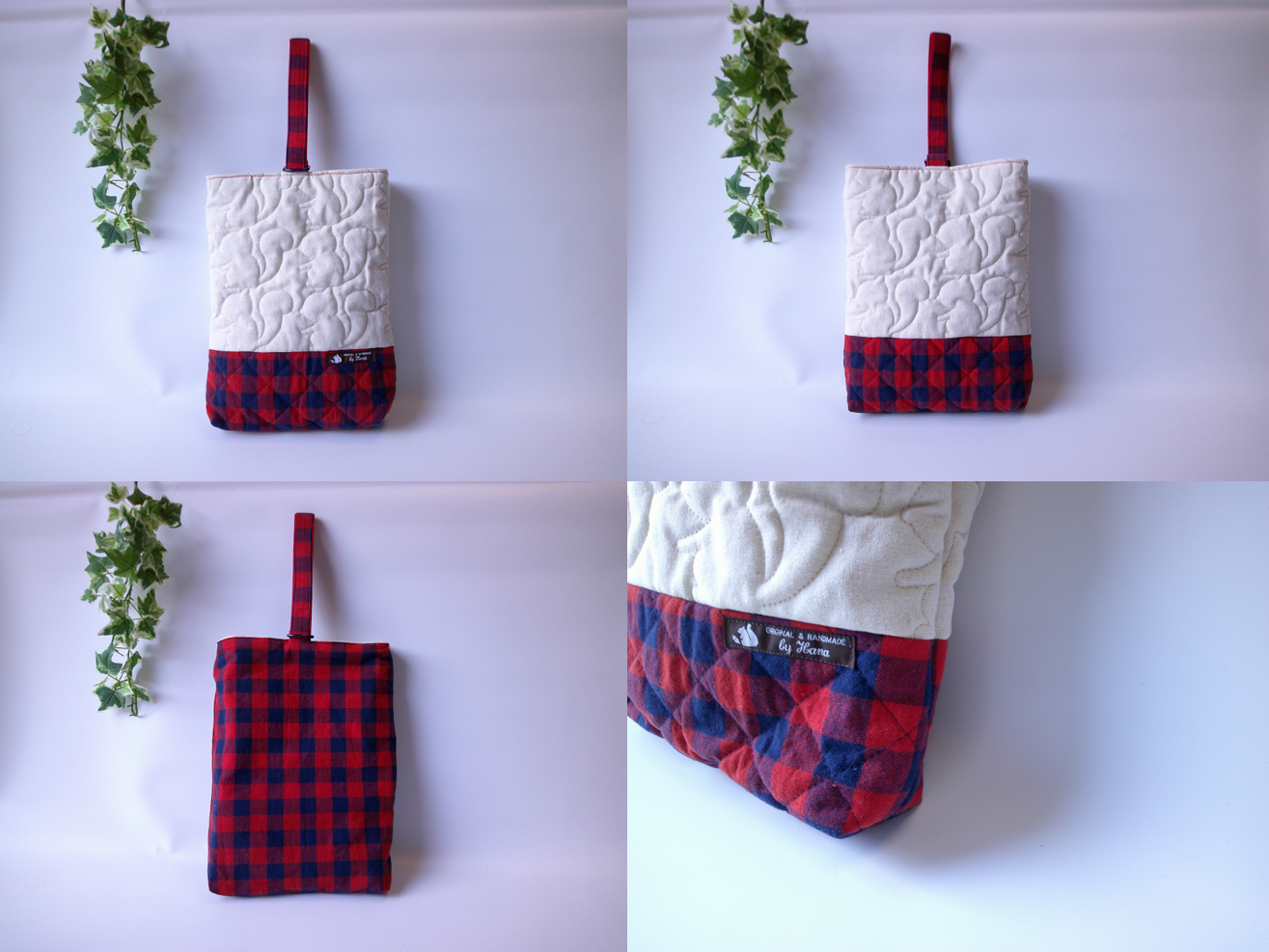 りすキルト＆播州織チェック・通園通学2点セット・チェック