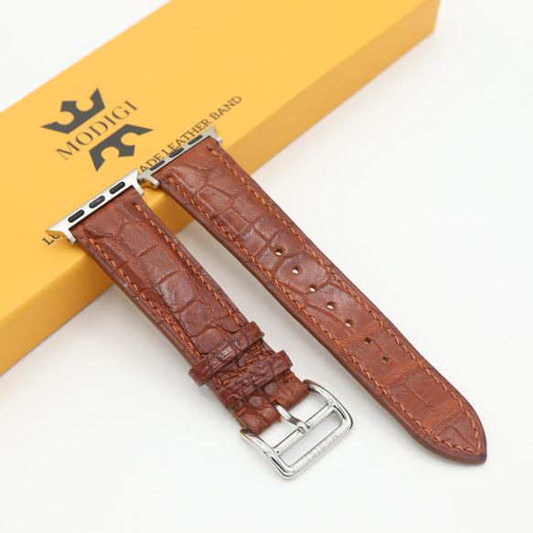 MODIGI アップルウォッチ10 9 バンド本革ベルト クロコダイルレザー