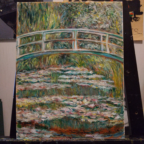 油絵 モネ 睡蓮の池に架かる橋 模写 6号 F6 絵画 rinrin 通販 油絵 モネ 睡蓮の池に架かる橋 模写 6号 F6 絵画 rinrin 通販