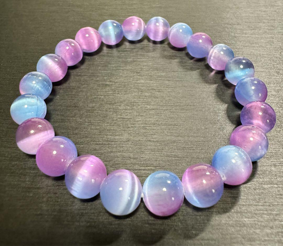 レインボー セレナイト 8mm キャッツ 天然石 ブレスレット