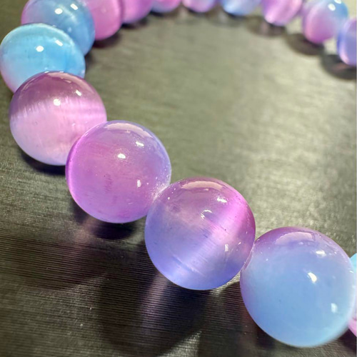 レインボー セレナイト 8mm キャッツ 天然石 ブレスレット