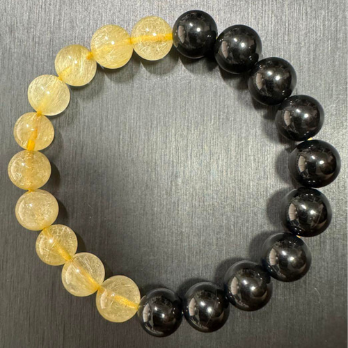 高品質 ルチル✖️オニキスブレス 天然石 ブレスレット ブレスレット  