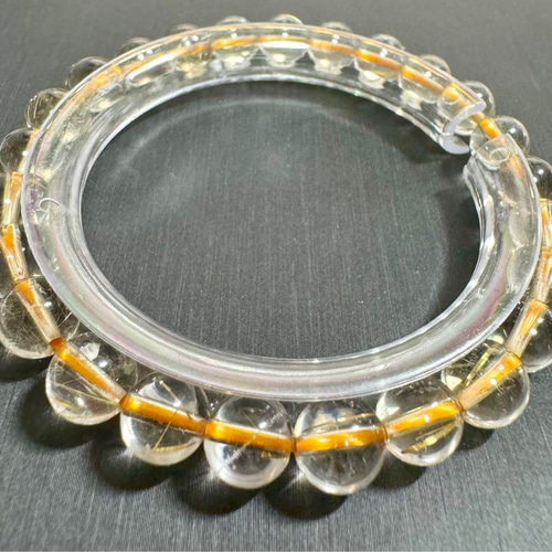 13 ルチル 7mm 天然石 ブレスレット クリア ゴールドルチル 