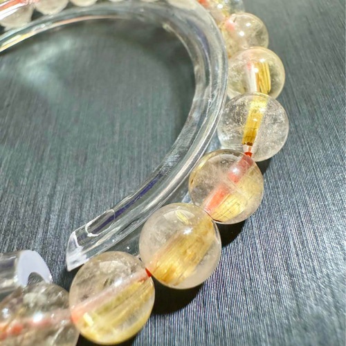 15 タイチンルチル 7.5mm 天然石 ブレスレット ゴールドルチル