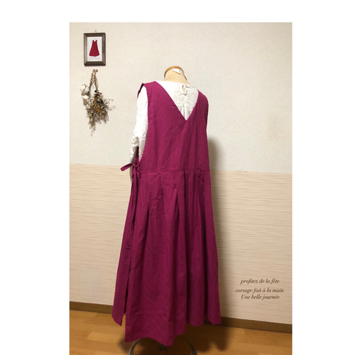 ハンドメイド　作家様　リネンワンピース ハンドメイド作家様 前後着ワンピース リネン100 - メルカリ