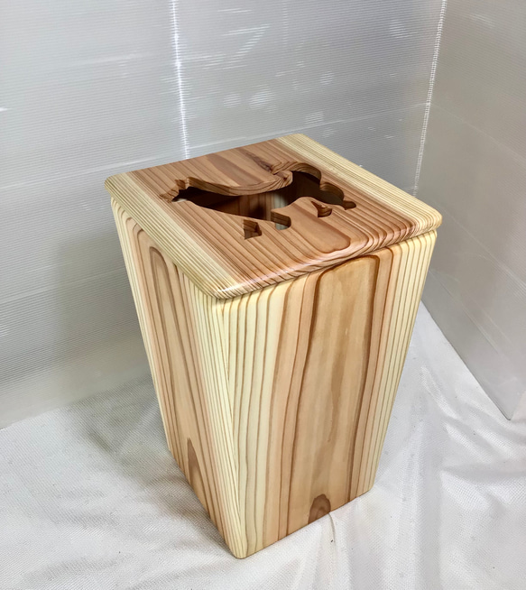 天然木 国産杉材 蝶番蓋付. ワンチャンデザイン ゴミ箱 手造り その他