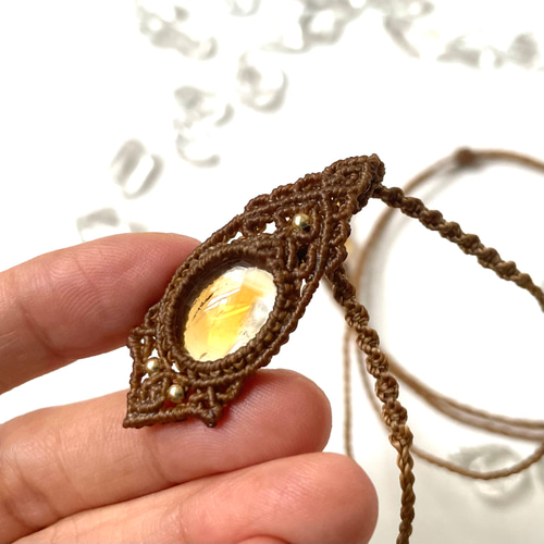 【WEB限定】 one＊黄金色の雫♪シトリンの天然石マクラメネックレス ネックレス・ペンダント