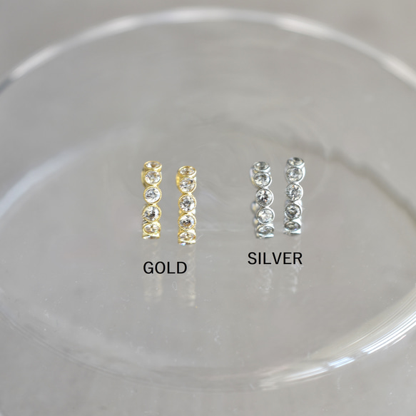 售完即止【金屬過敏相容】圈形耳環款式！帶有無孔夾的抗痛氧化鋯環形耳環 第4張的照片