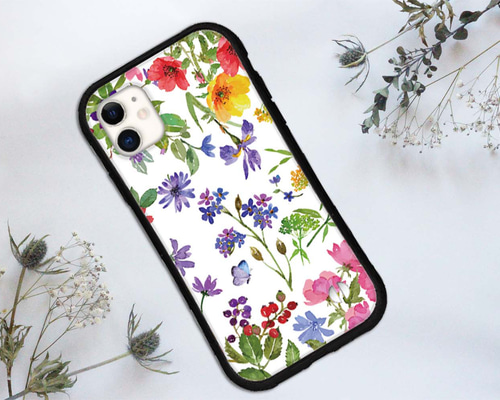 抗菌 スマホケース 花柄 花 iPhone 16 15 14 13 12 Pro mini se iface