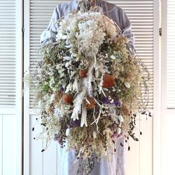 特大ふわふわボリュームスモークツリーのリース❤️ナチュラル リネン