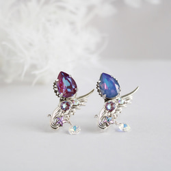 ピアス　イヤーカフ　ピンク　紫　ビジュー　パール　大人　可愛い　ハンドメイド ピアスイヤーカフピンク紫ビジューパール大人可愛いハンドメイド