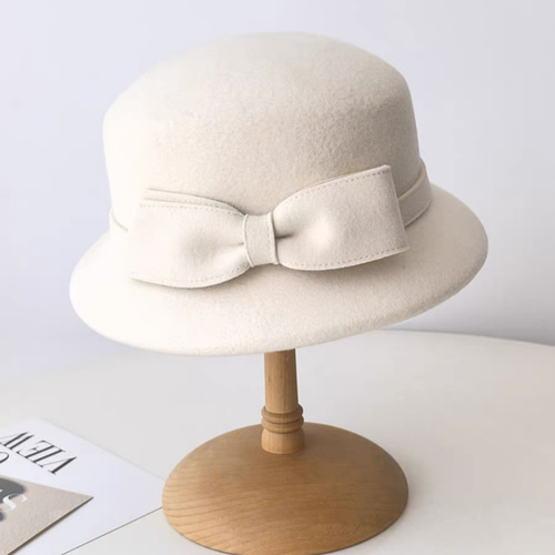 秋冬 帽子 リボン 大人可愛い クロッシェ レディース＜全3色＞ ハット