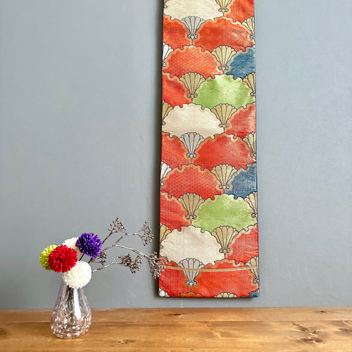 table runner 青海波に華紋 帯リメイク table runner 青海波に華