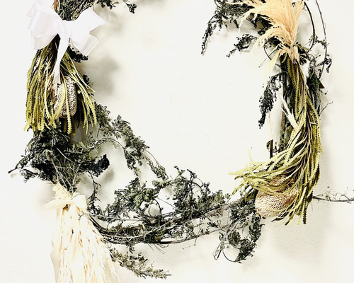 ivorynoon 大きな クリスマス リース 玄関 プロテア アカシア パンパス