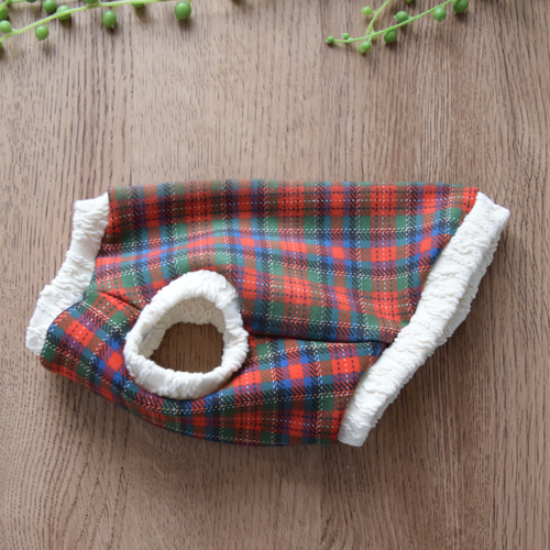 犬服 裏起毛 タータンチェック柄 冬服 ペット服・アクセサリー cocaco