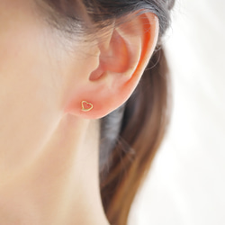 限量版 K18 可愛後扣迷你愛心耳環/耳釘，金色珍珠後扣，雙向佩戴 第5張的照片