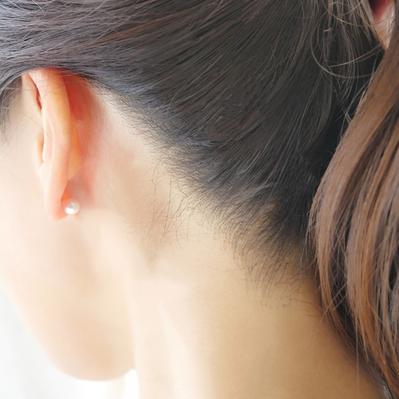 限量版 K18 可愛後扣迷你愛心耳環/耳釘，金色珍珠後扣，雙向佩戴 第7張的照片