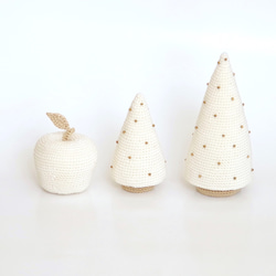 【yuj - süß line】手編みのクリスマスツリーとりんごのセット　クリスマス　デコレーション　オーナメント 5枚目の画像