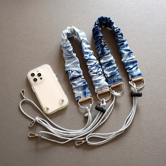 デニムショルダー編み込みストラップ付き デニムショルダー