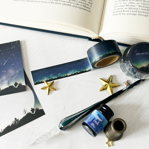 夜空に降り注ぐ流星柄 マスキングテープ / マステ マスキング