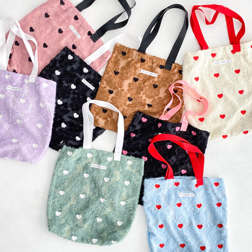 カシュカシュ cache cache 花刺繍トートバッグM （BL