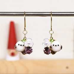 シマエナガ ピアス（イヤリング・ノンホールピアス変更可）樹脂粘土