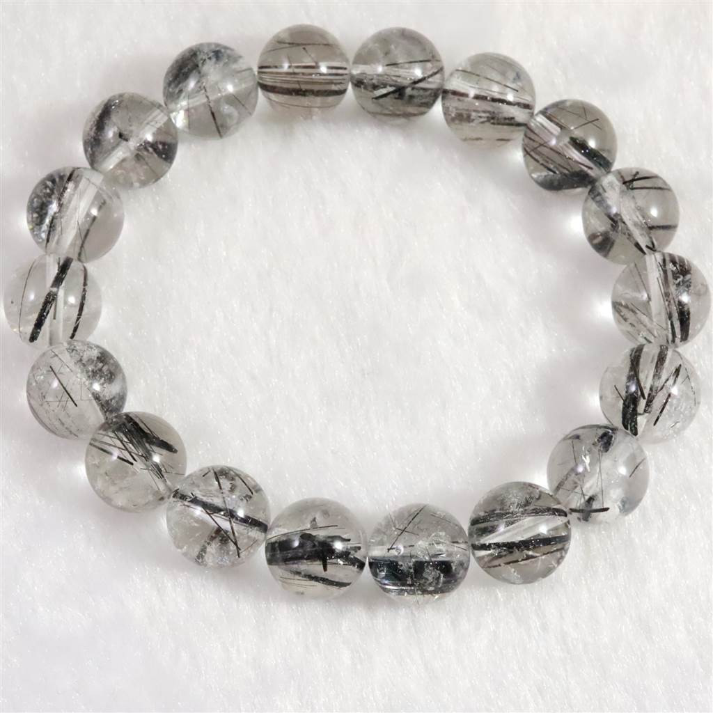 ブラックトルマリン 入り 水晶　 11mmブレスレット　35.5g #55241