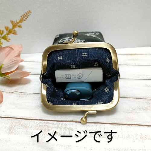 鳥獣戯画のがま口ポーチ＆iQOSタバコケース《紺色》 アイコス