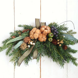 大人のハロウィンスワッグ ホワイトパンプキン パンパス アート