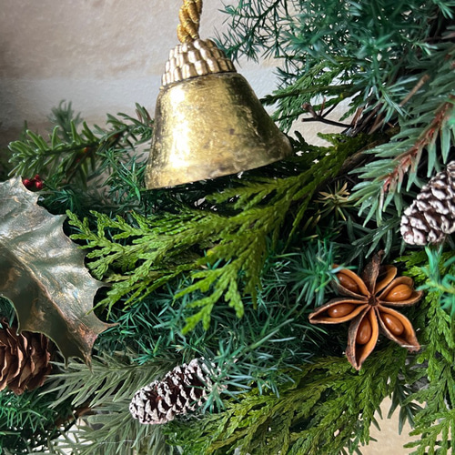 35cm〜/針葉樹と紫陽花のグリーンリース/Holidayリース/実もの 35cm〜/針葉樹と紫陽花のグリーンリース/Holidayリース/実もの リース