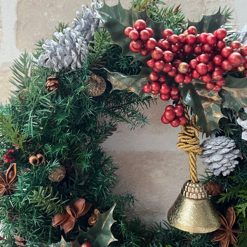 早割価格》針葉樹香るクリスマスリース/25cm プリザーブドフラワー
