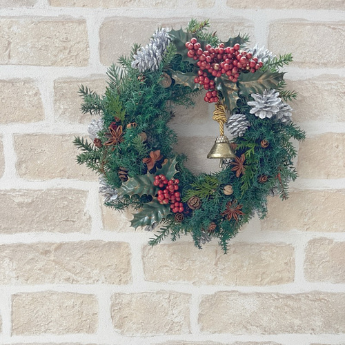 早割価格》針葉樹香るクリスマスリース/25cm プリザーブドフラワー