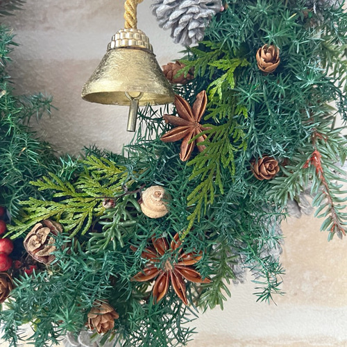 早割価格》針葉樹香るクリスマスリース/25cm プリザーブドフラワー